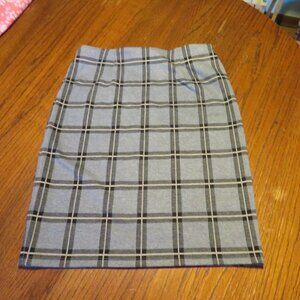 Vintage Loft Outlet Plaid Elastic Waist Midi Pencil Skirt Slate Blue Size XS